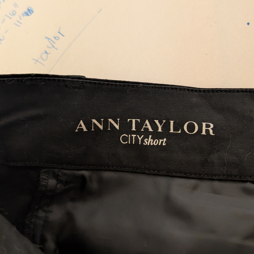 Cotton Blend Chino Shorts, Ann Taylor City Short Black - Picture 3 of 4